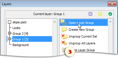 Opening a layer group
